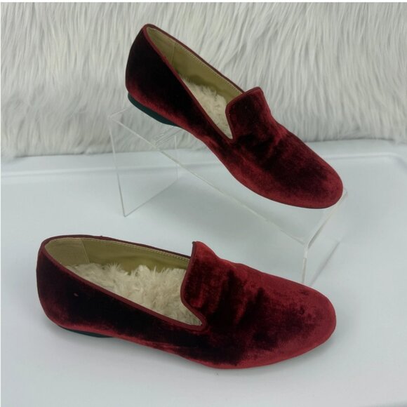 Birdies Starling Red Velvet Shearling Slipper Flats Slip On Comfort Classic Prep - Picture 9 of 16